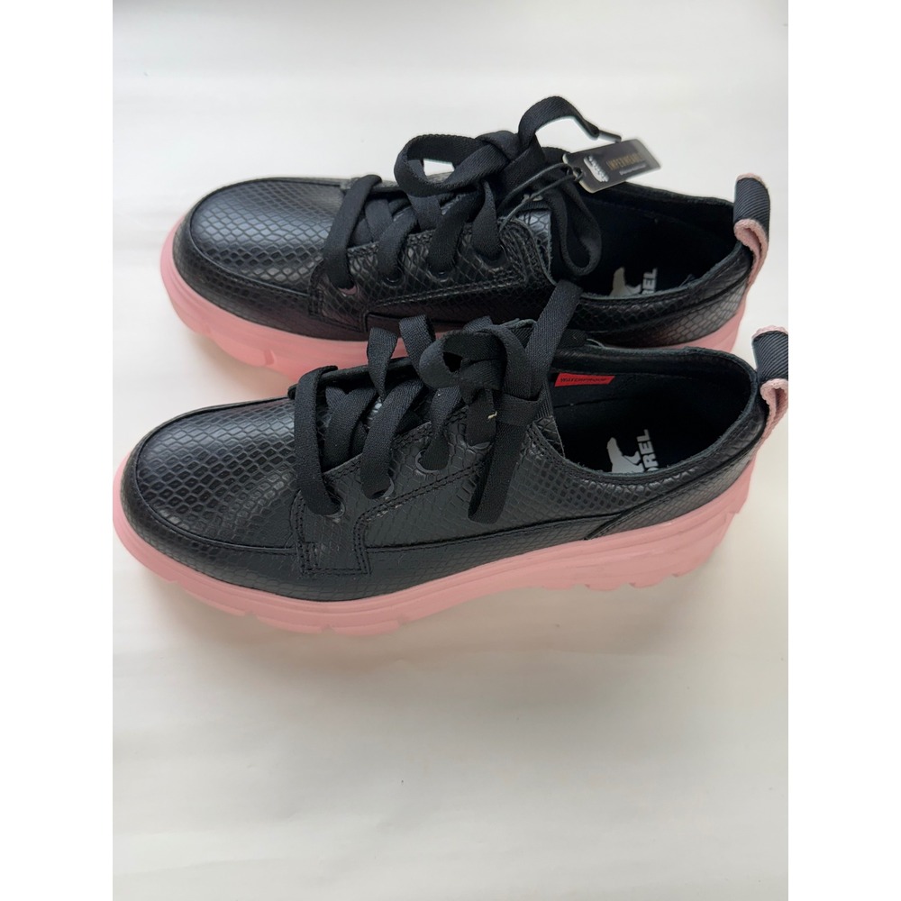 Sorel Caribou X Sneaker WP Black Pink Platform Size 7.5 Leather Waterproof